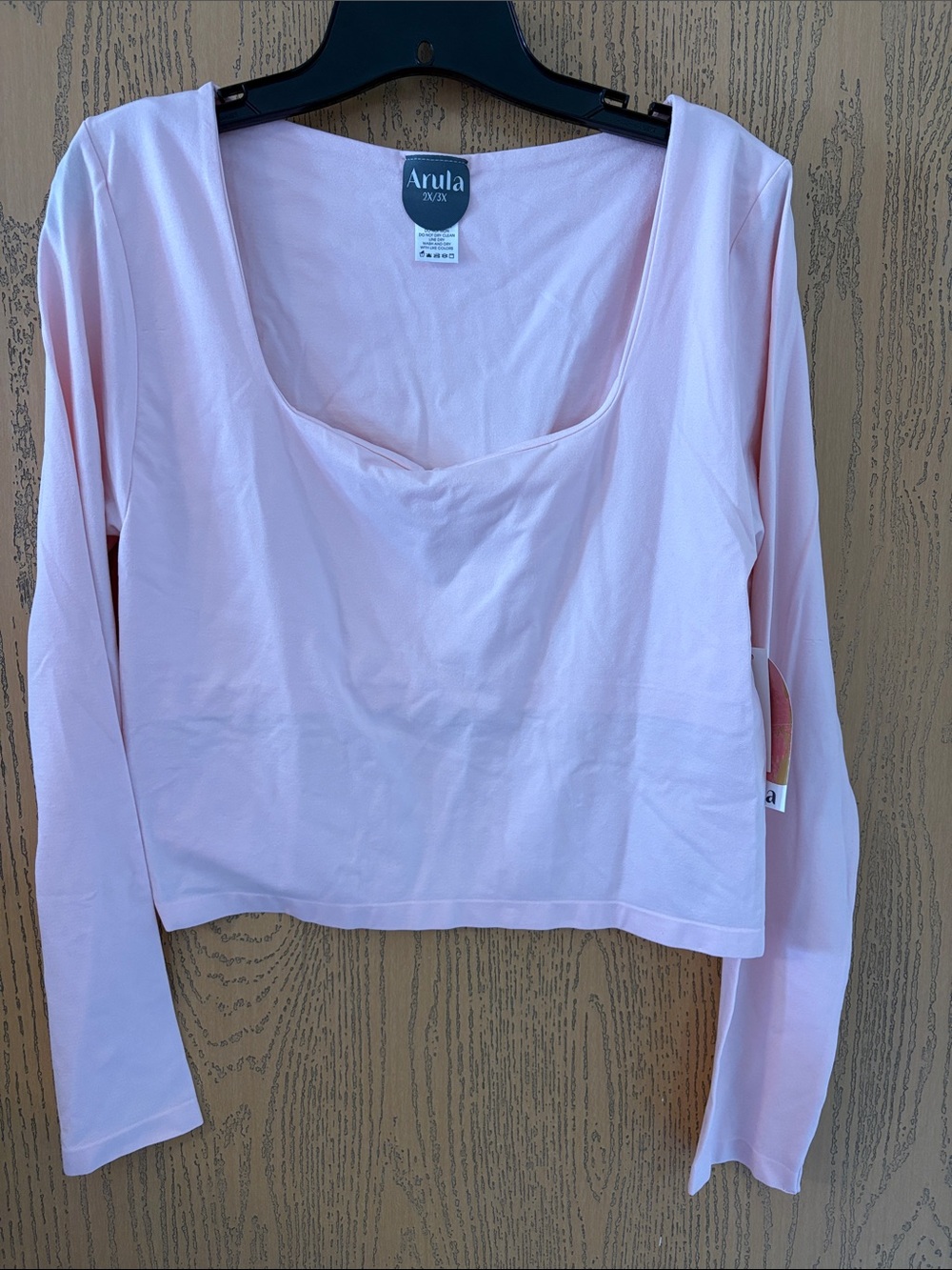 ARULA Pale Pink Long Sleeve Scoop Neck Top